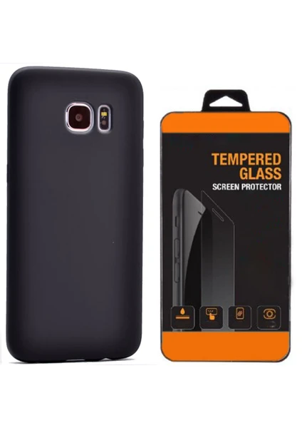 Exclusive Phone Case Samsung Galaxy S7 Kılıf Mat Silikon +Tempered Glass