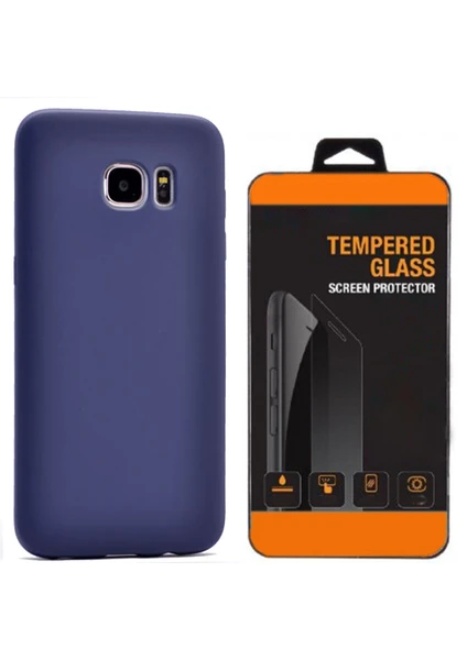 Exclusive Phone Case Samsung Galaxy S7 Kılıf Mat Silikon +Tempered Glass