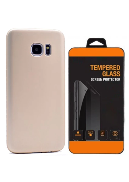 Exclusive Phone Case Samsung Galaxy S7 Kılıf Mat Silikon +Tempered Glass