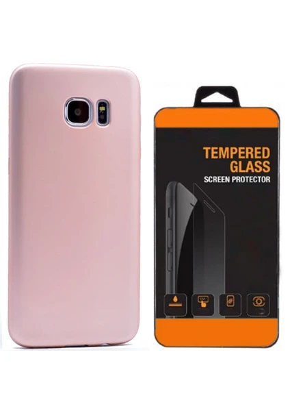 Exclusive Phone Case Samsung Galaxy S7 Kılıf Mat Silikon +Tempered Glass