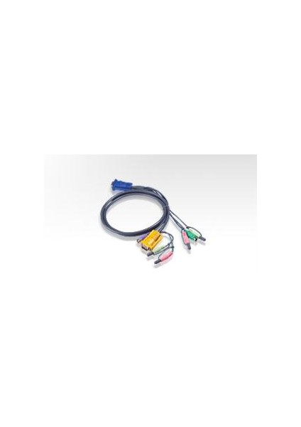 Ps/2 Kvm (Keyboard/Video Monitor/Mouse) Switch İçin Kablo, 3 Metre, 1 X Sphd-15 Erkek, 2 X Audio Yuvası <-> 1 X Monitör 15 Pin Hdb Erkek, 1 X Klavye 6 Pin Mini-Din Erkek, 1 X Mouse 6 Pin Mini-Di