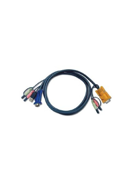 Usb Kvm (Keyboard/Video Monitor/Mouse) Switch İçin Kablo, 3 Metre, 1 X Sphd-15 Erkek, 2 X Audio Plug <-> 1 X Monitör 15 Pin Hdb Erkek, 1 X Klavye / Mouse Usb A Erkek, 2 X Audio Yuvası