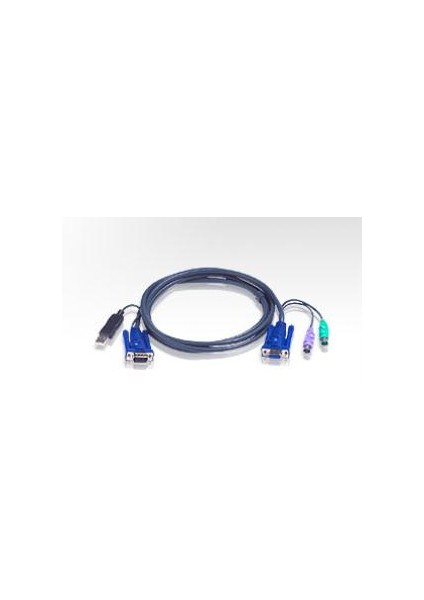 Usb Kvm Kablosu, 6 Metre, 15 Pin Hdb Erkek, Usb A Erkek <-> 15 Pin Hdb Dişi 6 Pin Mini-Dın Erkek, 6 Pin Mini-Dın Erkek