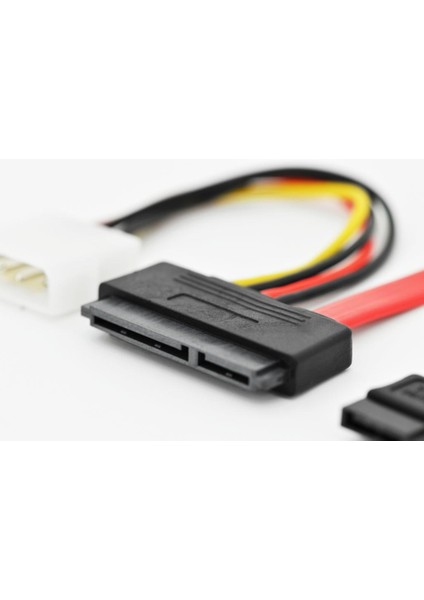 Sata Bağlantı Kablosu, Sata 22 Pin Erkek Konnektör <-> Sata 7 Pin, L Erkek Konnektör + Güç 4 Pin Erkek Konnektör, Zırhsız, Awg 26, 0.5 Metre