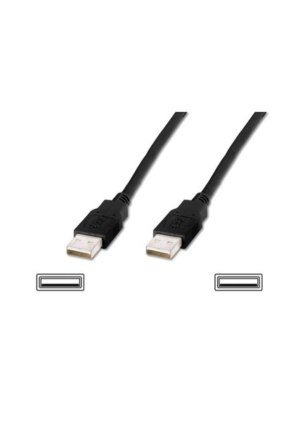 Usb 2.0 Bağlantı Kablosu, Usb A Erkek - Usb A Erkek, 1 Metre, Awg 28, Usb 2.0 Uyumlu, Ul, Siyah Renk