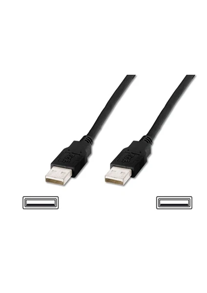 Usb 2.0 Bağlantı Kablosu, Usb A Erkek - Usb A Erkek, 1.80 Metre, Awg 28, Usb 2.0 Uyumlu, Ul, Siyah Renk