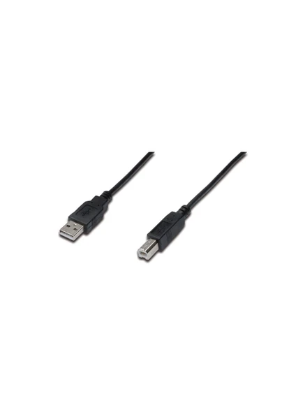 Usb 2.0 Bağlantı Kablosu, Usb A Erkek - Usb B Erkek, 3 Metre, Awg 28, Ul, Siyah Renk