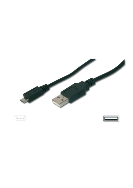 Usb 2.0 Bağlantı Kablo, Usb A Erkek <> Mikro Usb B Erkek, 1 Metre, Awg 28, Ul, Siyah Renk