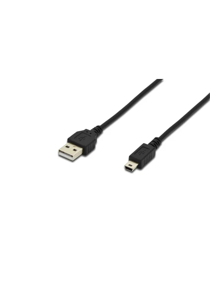 Usb 2.0 Bağlantı Kablosu, Usb A Erkek - Usb Mini B (5 Pin) Erkek, 1 Metre, Usb 2.0 Uyumlu, Ul, Siyah Renk