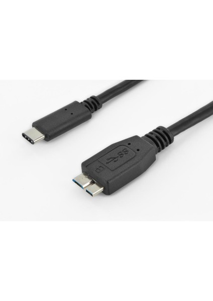 Usb Tip C Bağlantı Kablosu, Usb Tip C Erkek (Usb 3.1)  - Usb Micro B Erkek (Usb 3.0), 1 Metre, Awg 24/28, 2X Zırhlı, Ul, Nikel Kaplama, Siyah Renk