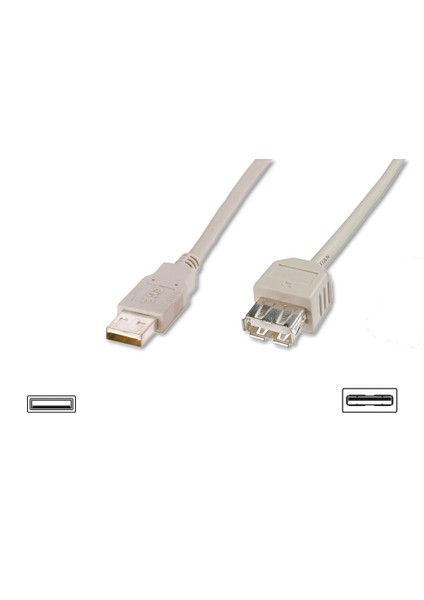 Usb 2.0 Uzatma Kablosu, Usb A, Erkek - Usb A Dişi, Awg 28, 3 Metre, Usb 2.0 Uyumlu, Ul, Bej Renk