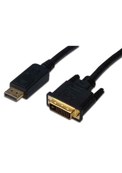 Displayport <-> Dvı Kablosu, Dp Erkek - Dvı (24+1) Erkek, 2 Metre, Dp 1.1 Uyumlu Ul, Siyah Renk