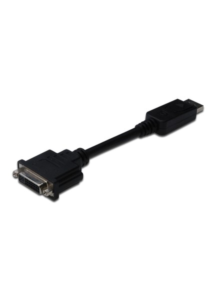 Displayport (Dp) Adaptörü, Kablolu, Dp Erkek - Dvı-I (24+5) Dişi, 0.15 Metre, Kilit Mekanizmalı, Dp 1.2 Uyumlu Ul, Siyah Renk