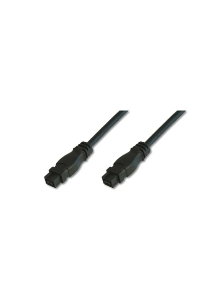 Firewire 800 Kablosu, 9 Pin Erkek - 9 Pin Erkek, 1.80 Metre, Awg 22/25, Ieee 1394-2008, Ul, Siyah Renk