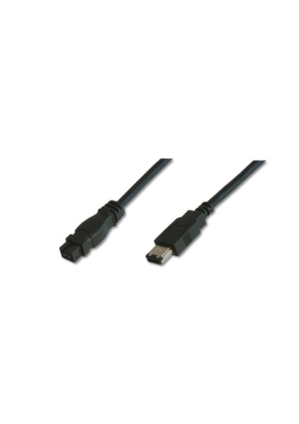 Firewire 800 Bağlantı Kablosu, 9 Pin Erkek - 6 Pin Erkek, 1.8 Metre, Awg: 26/30, Ieee 1394-2008, Ul, Siyah Renk