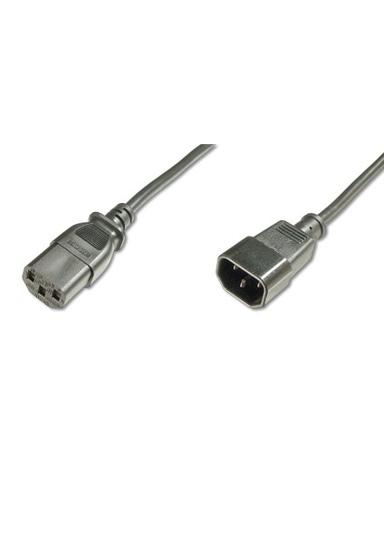 Pc-Monitör Arası Güç Kablosu, C14 Erkek - C13 Dişi, 1.2 Metre, H05Vv-F 3G 0.75Qmm, Siyah Renk