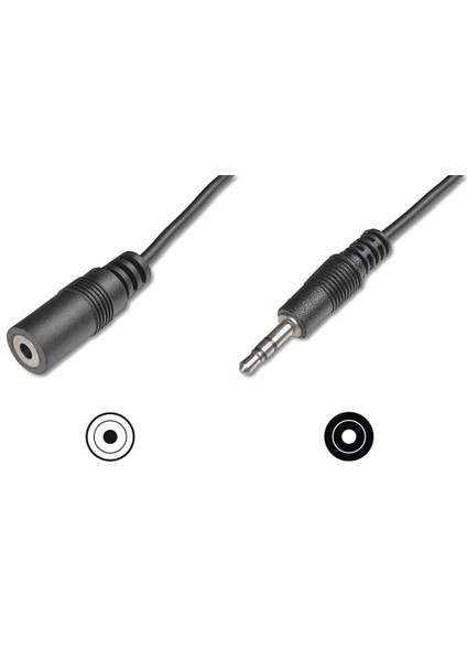 Audio Uzatma Kablosu, Stereo 3.5Mm Erkek - 3.5Mm Dişi, 3 Metre, Ccs, 2X0.10/10, Zırhlı, Siyah Renk