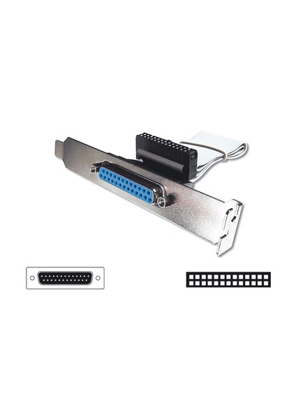 Yazıcı İçin Slot Bracket Bağlantı Kablosu, Db25 Erkek <-> 26 Pin Idc Dişi, 0.25 Metre, Cu, Awg28, Ul2651