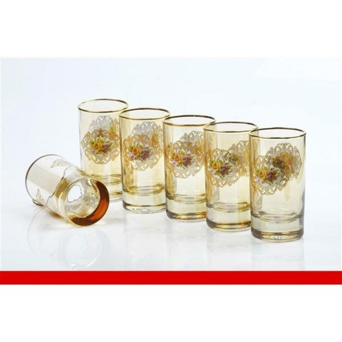 Yargıcı Amber Gold Çiçek Desenli Kahve Yanı Su Bardağı Fiyatı