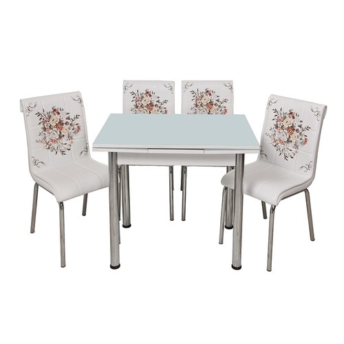Kristal Masa Çiçek Sepeti Monopetli 4 Sandalye ve 60x90 Fiyatı
