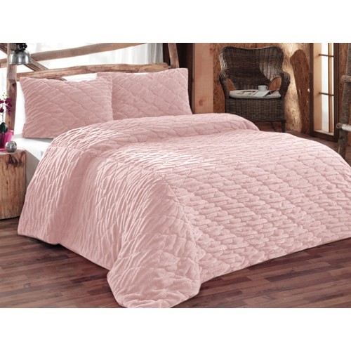 İrya Rolyef Yatak Örtüsü Çift Kişilik Pembe Fiyatı