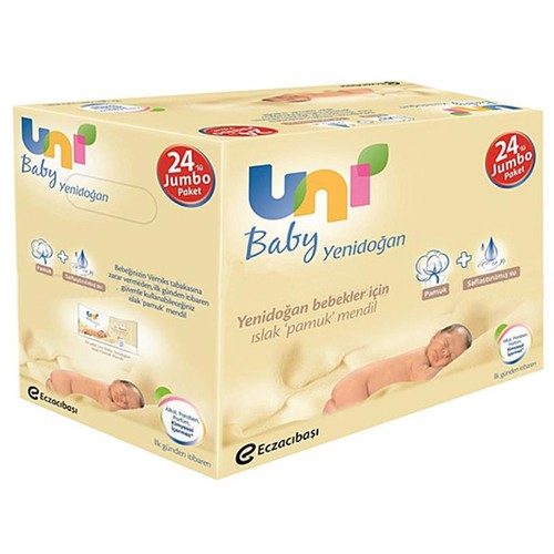 Uni Baby Yenidoğan Islak Pamuk Mendil 24'lü Fırsat Paketi / 960 Yaprak 116,50 TL