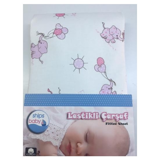 Ships Baby Poplin Lastikli Bebek Çarşafı (70X135) PembeFil