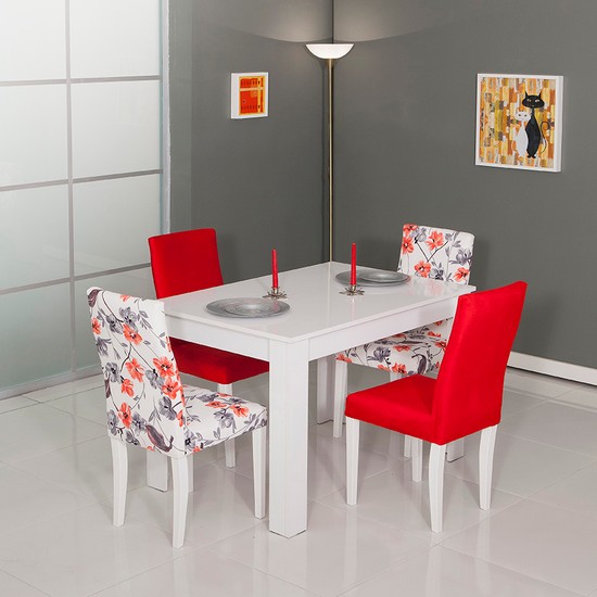 Mobetto Manolya Masa Seti Kırmızı ( Masa + 4 Adet Sandalye