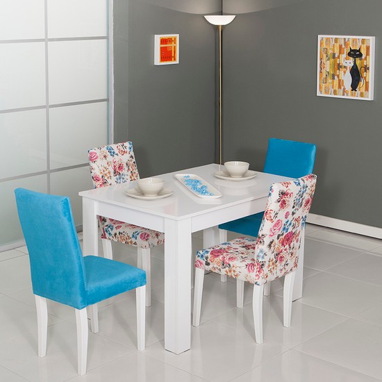 Mobetto Manolya Masa Seti Mavi ( Masa + 4 Adet Sandalye