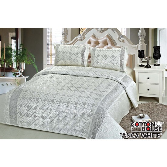 Cotton House Saten Pullu Çift Kişlik Yatak Örtüsü Anca