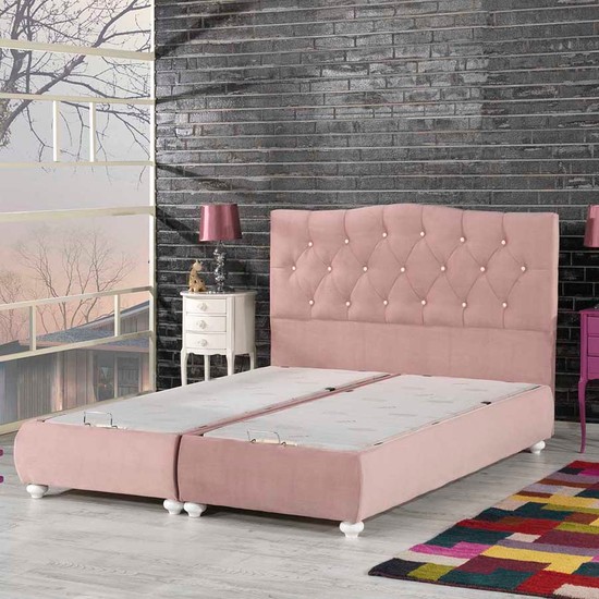 Kilim Mobilya 140x190 Hawaii Baza Yatak Başlık Seti Pembe