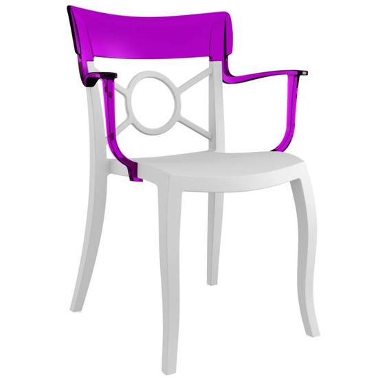 Papatya Opera Kolçaklı Transparan Sandalye, Beyaz Oturaklı Papatya Opera Kolçaklı Transparan Sandalye, Beyaz Oturaklı