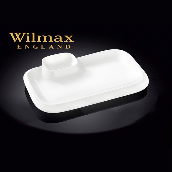 Wilmax Dikdörtgen Sosluklu Yemek Tabağı, 36*25Cm.