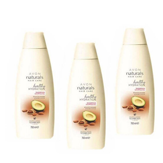 Avon Naturals Badem & Avokado Özü İçeren Onarıcı Şampuan 700 Ml 3 Adet