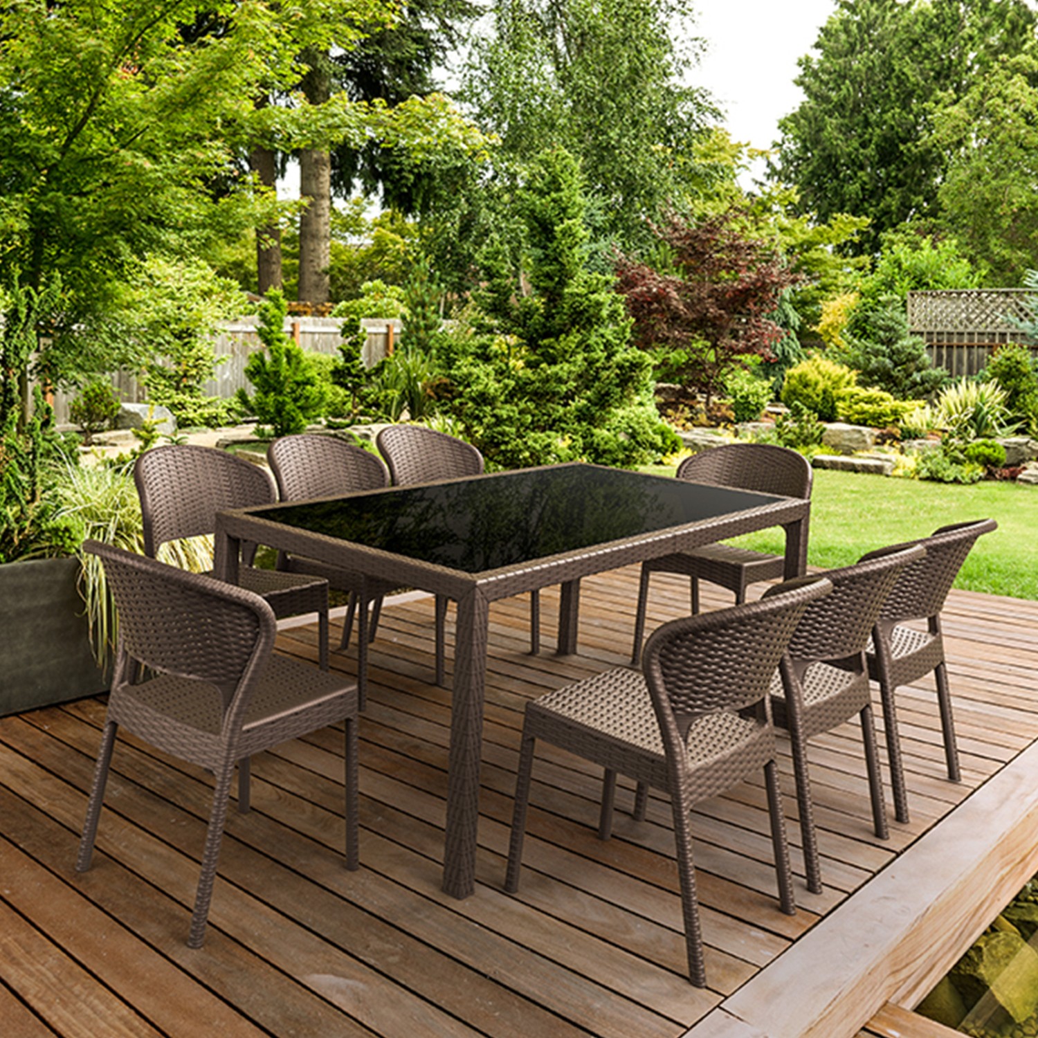 Siesta Rattan Dahiti Dikdörtgen Masa Takımı Beyaz