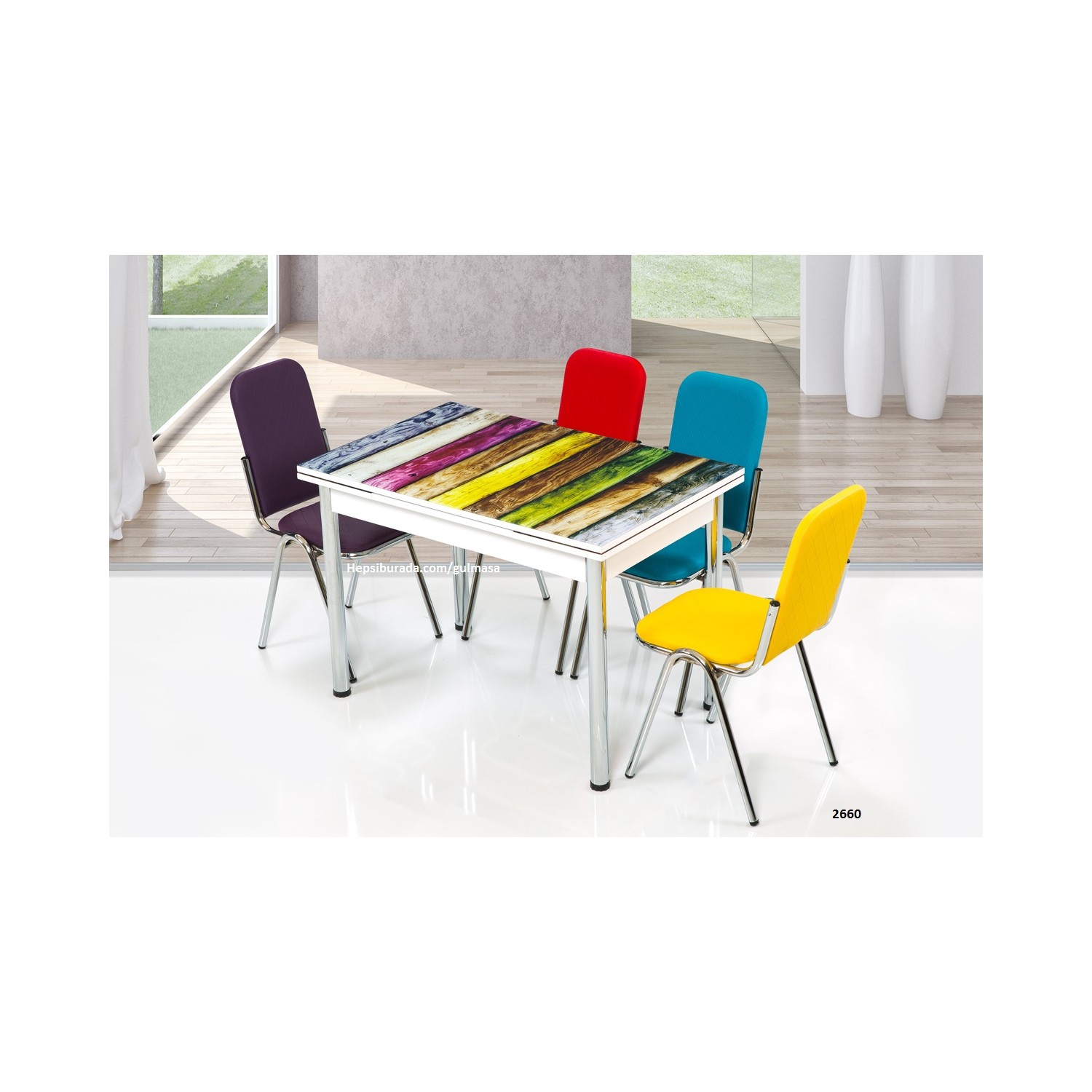 Gül Masa Mutfak Cam Masa Sandalye Takımı Yandan Açılır Fiyatı