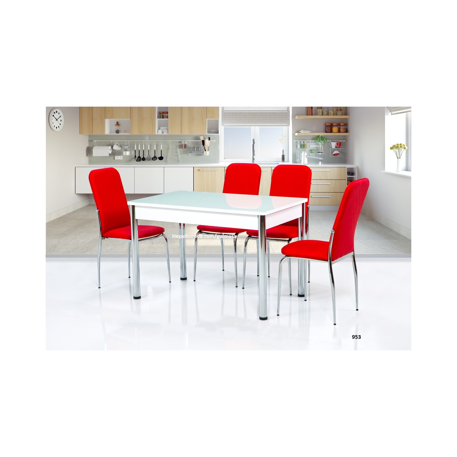 Gül Masa Mutfak Cam Masa Takımı 4 Adet İkon Sandalye Seti Fiyatı