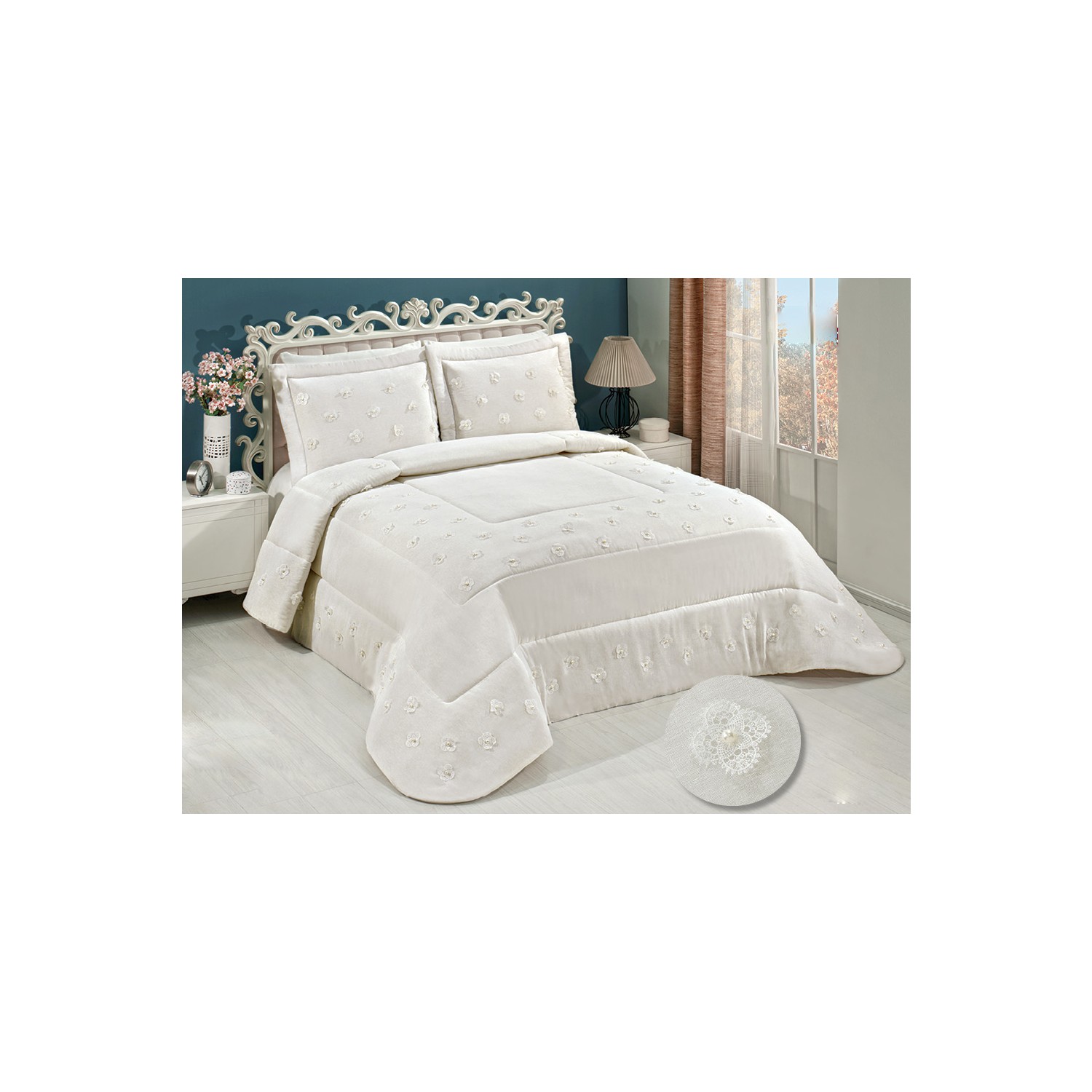 Nısan Krem Çift Kişilik Fantazi Yatak Örtüsü Seti Fiyatı Nısan Krem Çift Kişilik Fantazi Yatak Örtüsü Seti Fiyatı