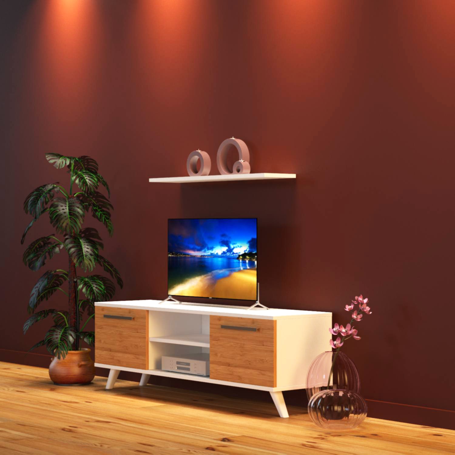 Nur Mobilya Ayza Tv Sehpası BambuBeyaz 140 Cm Fiyatı