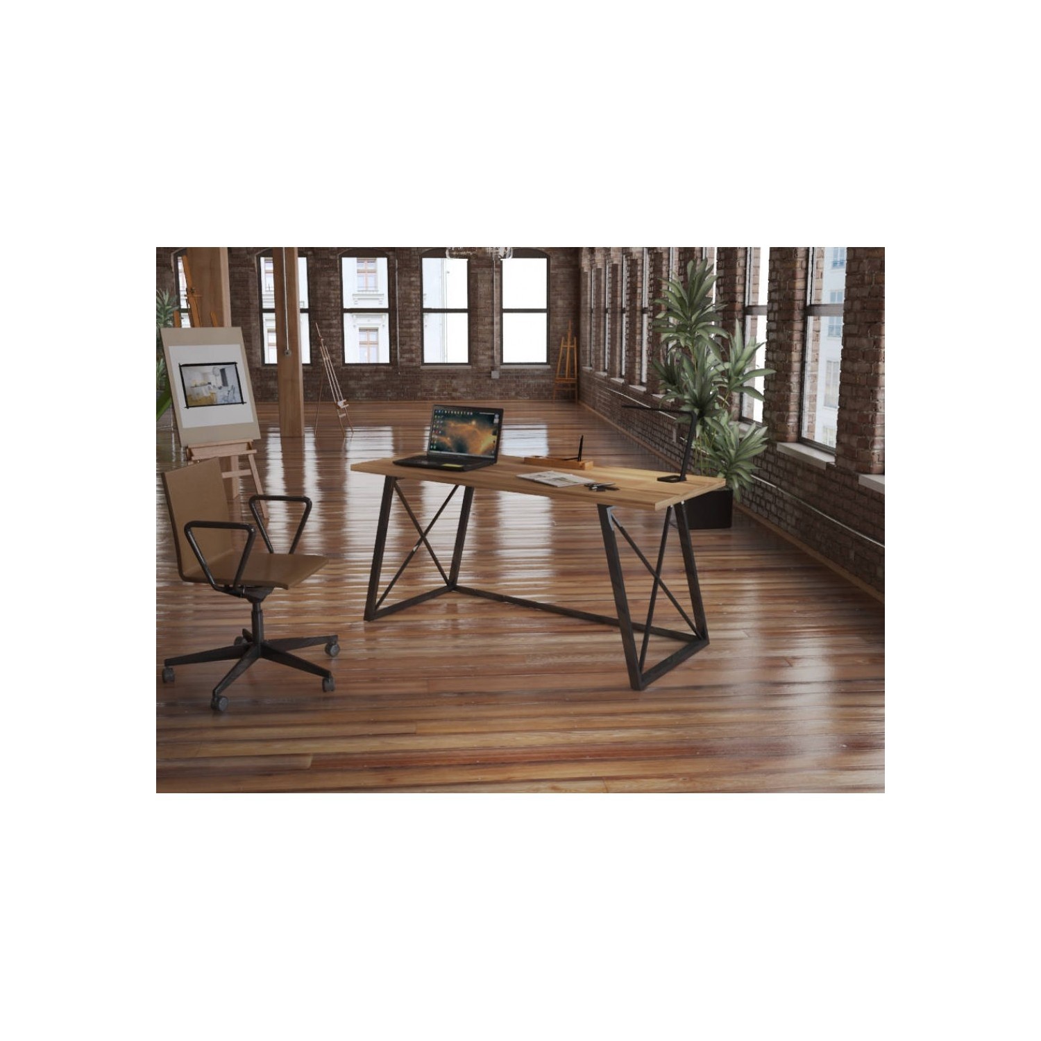 Endüstriyel Mobilya Pendula Masif Çalışma Masası 150 cm Fiyatı