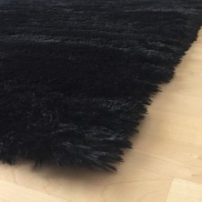 Tappeto Tavşan Tüyü Post Peluş Yıkanabilir Kaymaz Taban Halı  Siyah