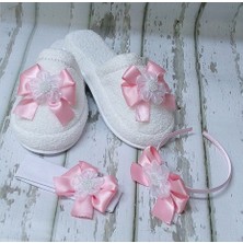 Azebu  Lohusa Terlik ve Taç Seti Fiyonklu Pembe