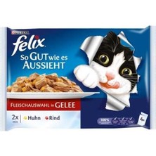 Felix Sığır Etlitavuklu Yetişkin Kedi Konservesi 100 Gr (4 Adet)