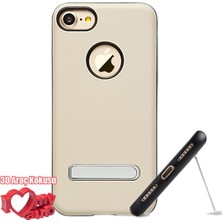 CoverZone iPhone 7 Kılıf Totu Design King Series Stand Magnetic Krem + 3d Araç Kokusu