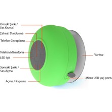 Diwu Su Geçirmez Mini Bluetooth Duş Hoparlörü (Yeşil)