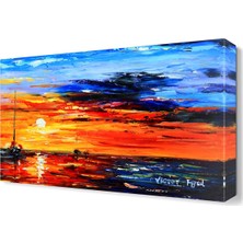 Dekor Sevgisi Kayıklar Günbatımı Canvas Tablo  45x30 cm
