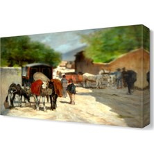 Dekor Sevgisi Macchiaioli At Arabaları Canvas Tablo  45x30 cm