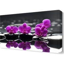 Dekor Sevgisi Mor Çiçekler ve Masaj Taşları Canvas Tablo  45x30 cm