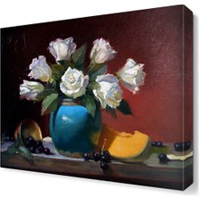 Dekor Sevgisi Vazodaki Beyaz Çiçekler Canvas Tablo  30x30 cm