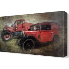 Dekor Sevgisi Kırmızı Araba Tablosu 45x30 cm